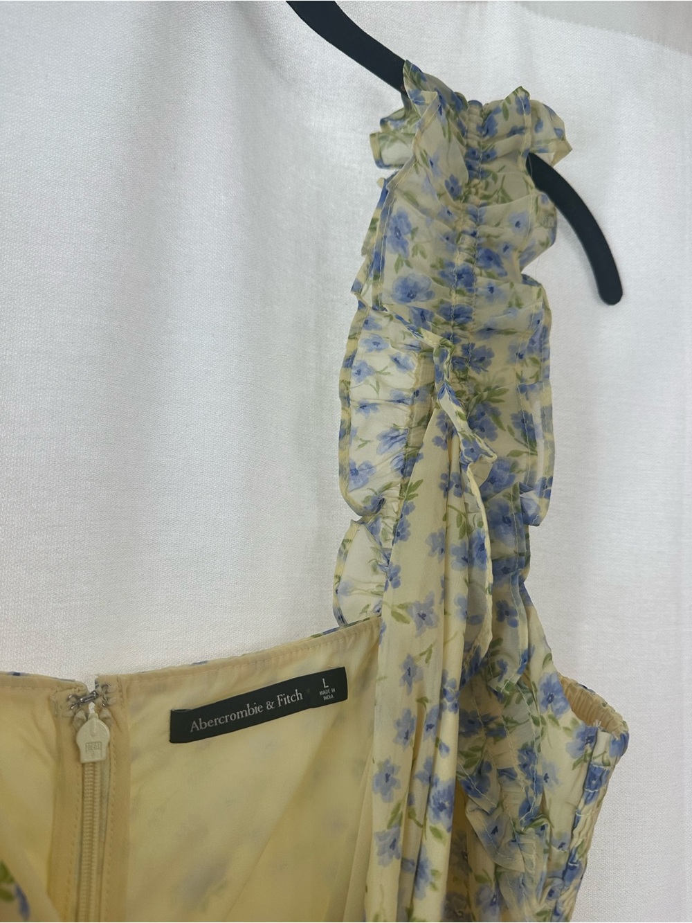 Abercrombie & Fitch Garden Party Yellow Floral Ruffle High-Low Dress Size L - Picture 2 of 11